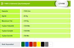 1100 Lt Galveniz Çöp Konteyneri kemos - 3