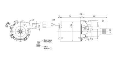 12V, Küçük Pompa 1250LT/H, ø22_siyah 