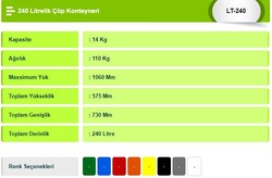 240 Litre Tekerlekli Plastik Çöp Konteyneri - 3