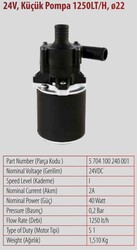 24V, Küçük Pompa 1250LT/H, ø22 - 2