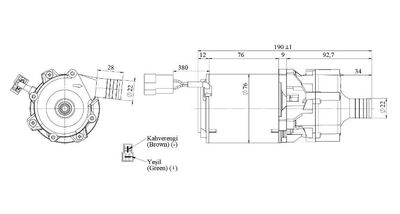 12V, Küçük Pompa 1250LT/H, ø22