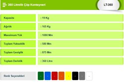 360 Litre Tekerlekli Plastik Çöp Konteyneri - 2