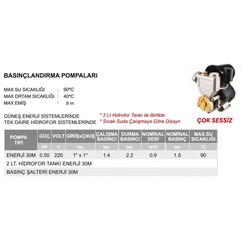 Atlantis Blu Enerji 30M 220v 0.5hp Sıcak Su basınçlandırma Pompası Hidroforu - 2