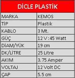 DİCLE 12 VOLT PLASTİK DALGIÇ TİPİ SIVI AKTARMA POMPASI - 5