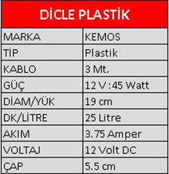 Dicle 12 Volt Plastik Dalgıç Tipi Sıvı Aktarma Pompası - Thumbnail