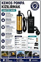 KIZILIRMAK 12 VOLT DALGIÇ TİPİ SIVI AKTARMA POMPASI(FİLTRELİ + ADAPTÖR) - KEMOS
