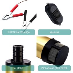 KIZILIRMAK 12 VOLT DALGIÇ TİPİ SIVI AKTARMA POMPASI(FİLTRELİ + ARAPUARLI) - KEMOS