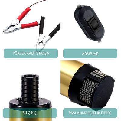 KIZILIRMAK 12 VOLT DALGIÇ TİPİ SIVI AKTARMA POMPASI(FİLTRELİ + ARAPUARLI) - 1