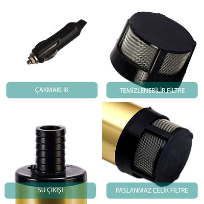 KIZILIRMAK 12 VOLT DALGIÇ TİPİ SIVI AKTARMA POMPASI(FİLTRELİ + ÇAKMAKLIK) - 3