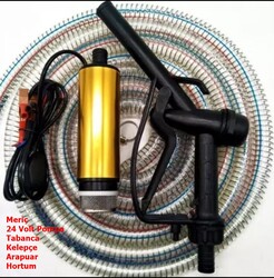 KEMOS - MERİÇ 24 VOLT ALÜMİNYUM DALGIÇ TİPİ SIVI AKTARMA SETİ(POMPA + HORTUM + PLASTİK SIVI TRANSFER TABANCASI)