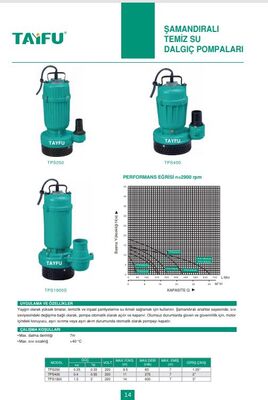 TPS250 Şamandıralı Temiz Su Dalgıç Pompaları