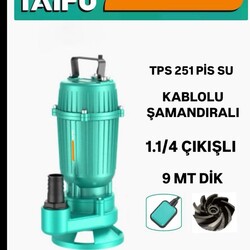 TYF - Taifu Dalgic Pompa Kablolu Şamadıralı TPS 221 pis su 9 mt dikey basar kemos