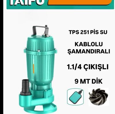 Taifu Dalgic Pompa Kablolu Şamadıralı TPS 221 pis su 9 mt dikey basar kemos